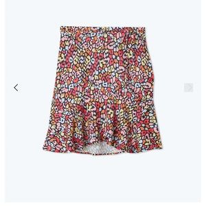 Summersalt wrap skirt in colorful leopard print.